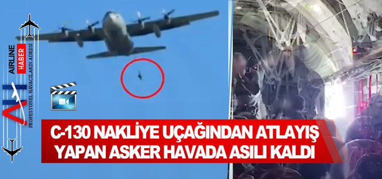 C-130-nakliye-uçağından-atlayış-yapan-asker-havada-asılı-kaldı