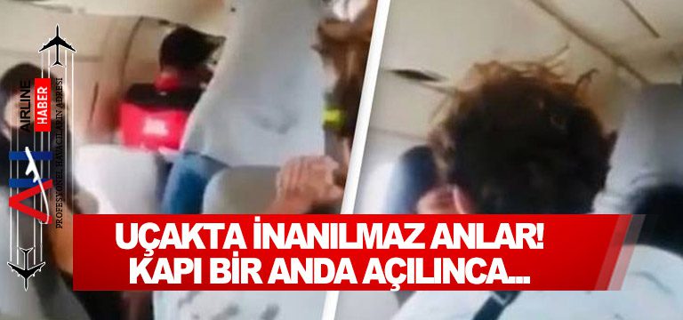 Uçakta-inanılmaz-anlar!-Kapı-bir-anda-açılınca...