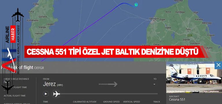 Cessna-551-tipi-özel-jet Baltık-Denizi'ne-düştü