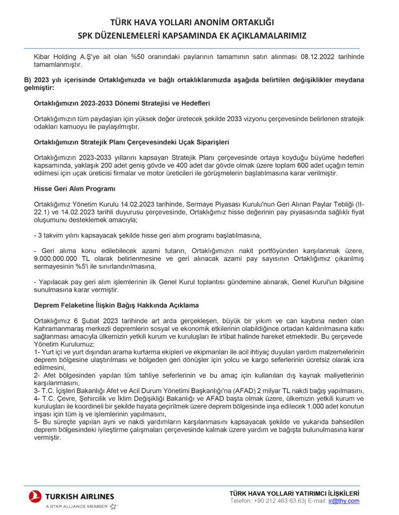 Son Dakika Havacılık Haberleri | Türk Hava Yolları, Pegasus, Sunexpress, Corendon, Havacılık, Havayolları, Havalimanları, Havaalanları, THY, Hostes, Pilot, Uçak, Kabin memuru, SHGM, DHMİ THYAO 2023 Genel Kurul Ek Ac klamalar 2