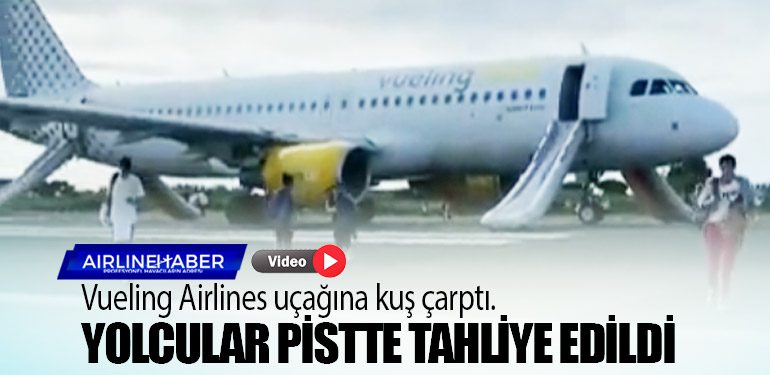 Vueling Airlines uçağına kuş çarptı. Yolcular pistte tahliye edildi