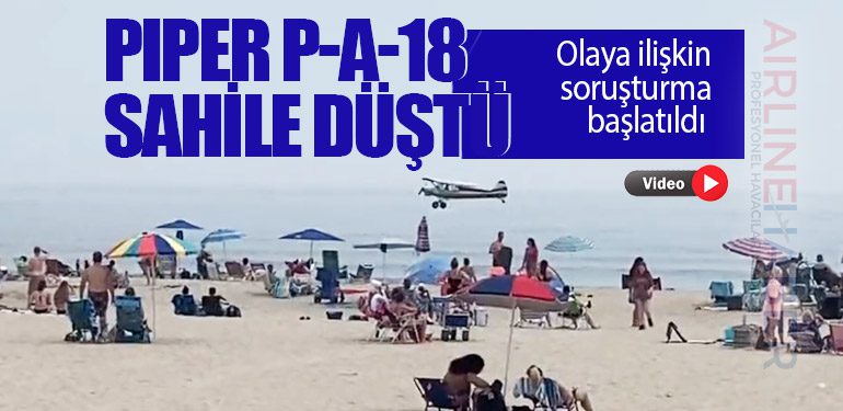 Piper P-A-18 sahile düştü