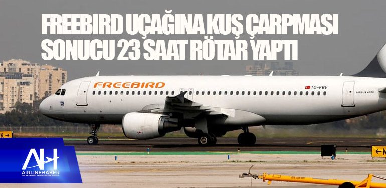 Freebird uçağına kuş çarpması sonucu 23 saat rötar yaptı