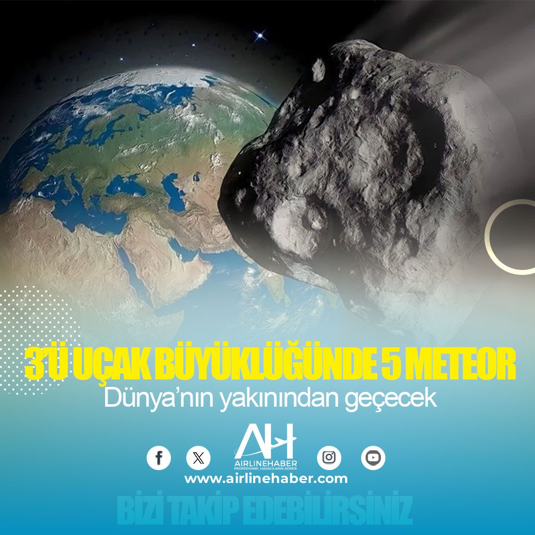 3’ü uçak büyüklüğünde 5 meteor Dünya’nın yakınından geçecek