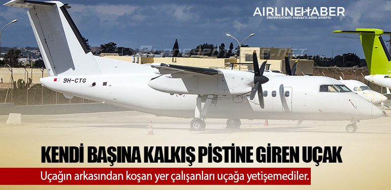 Kendi başına kalkış pistine giren uçak