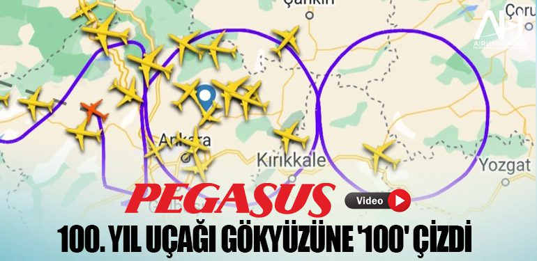 100. yıl uçağı gökyüzüne '100' çizdi