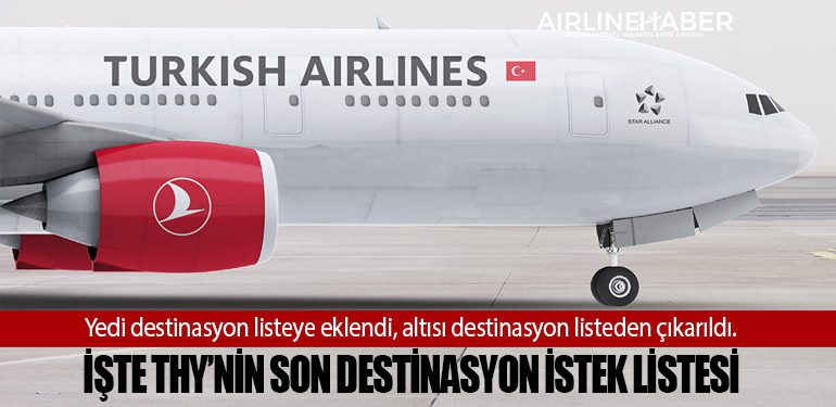 Yedi destinasyon listeye katıldı, altısı destinasyon listeden çıkarıldı. İşte Türk Hava Yolları'nın Son Destinasyon İstek Listesi