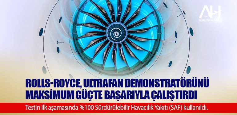 Rolls-Royce, UltraFan demonstratörünü maksimum güçte başarıyla çalıştırdı