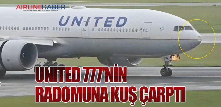 United 777'nin Radomuna Kuş Çarptı