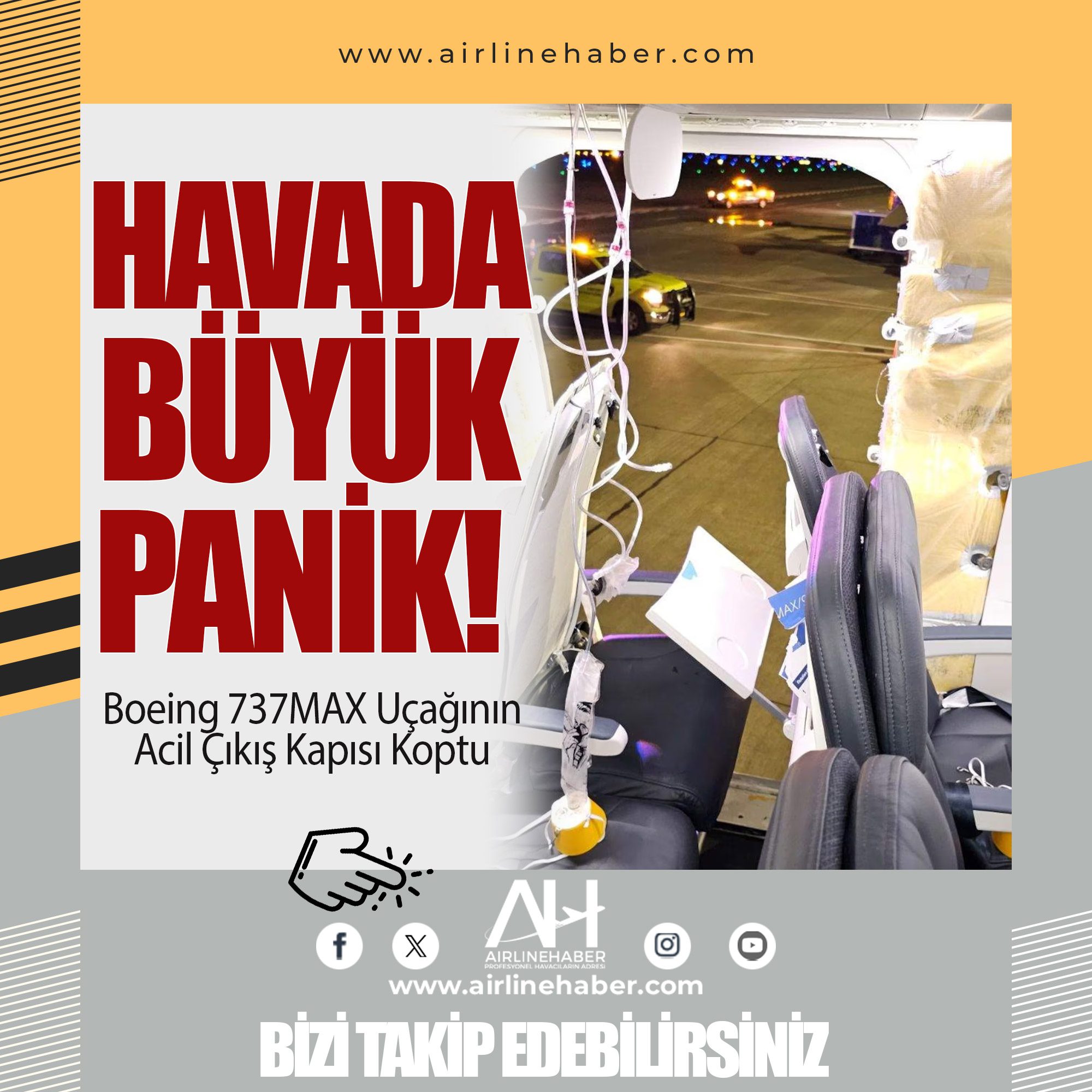 Havada büyük panik! Boeing 737MAX Uçağının Acil Çıkış Kapısı Koptu