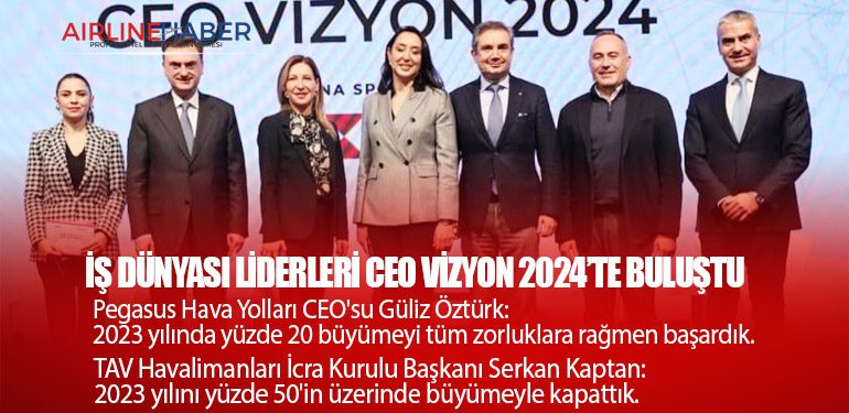 İş dünyası liderleri CEO Vizyon 2024’te buluştu. Güliz Öztürk: “50 ülkeye uçuyoruz” Serkan Kaptan: “Geçiş ve verimlilik yılı olacak”