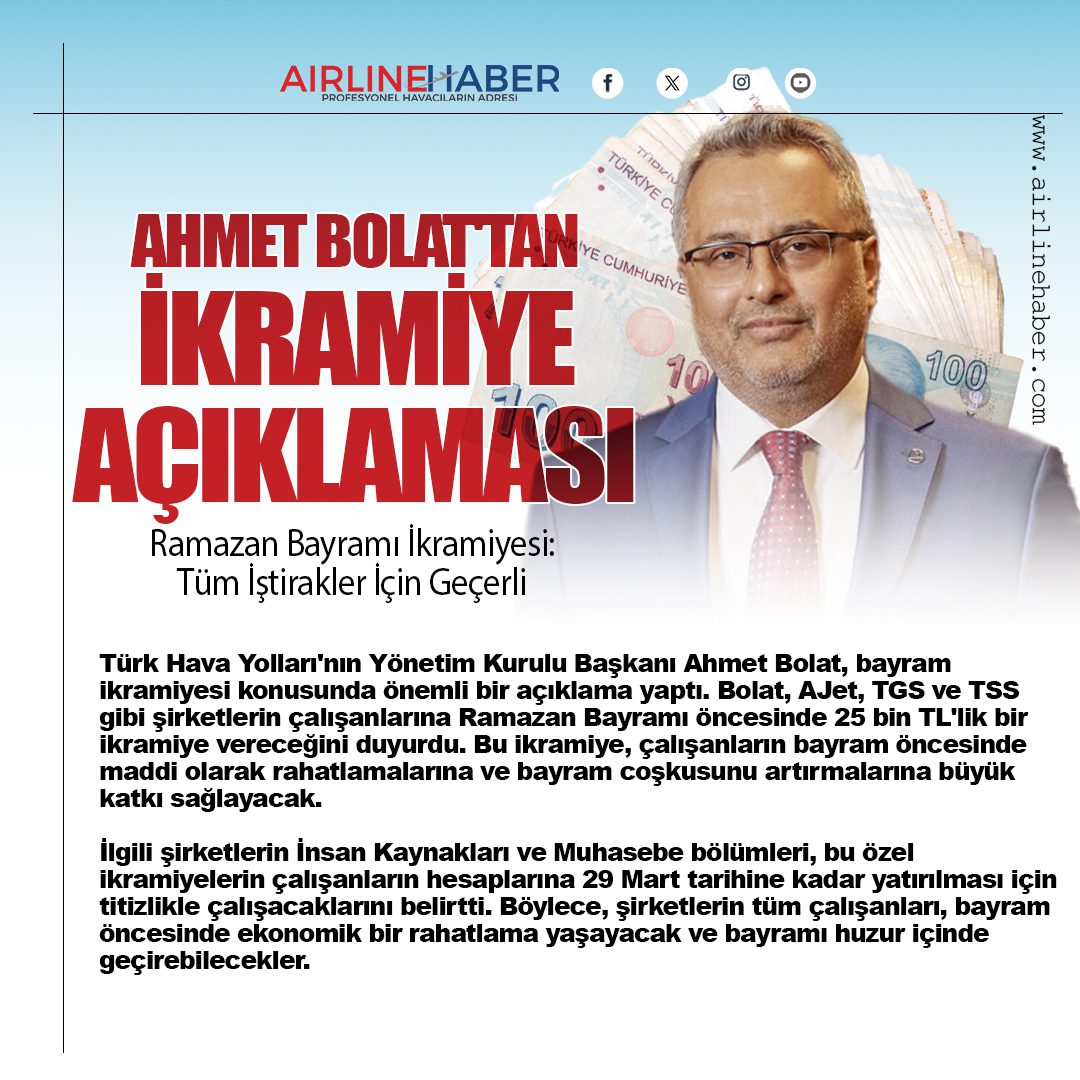 Ahmet Bolat'tan İkramiye Açıklaması. Ramazan Bayramı İkramiyesi: Tüm İştirakler İçin Geçerli