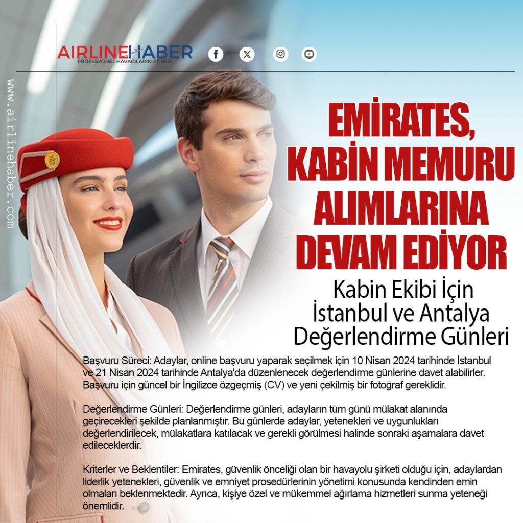 Emirates, Kabin Memuru Alımlarına Devam Ediyor