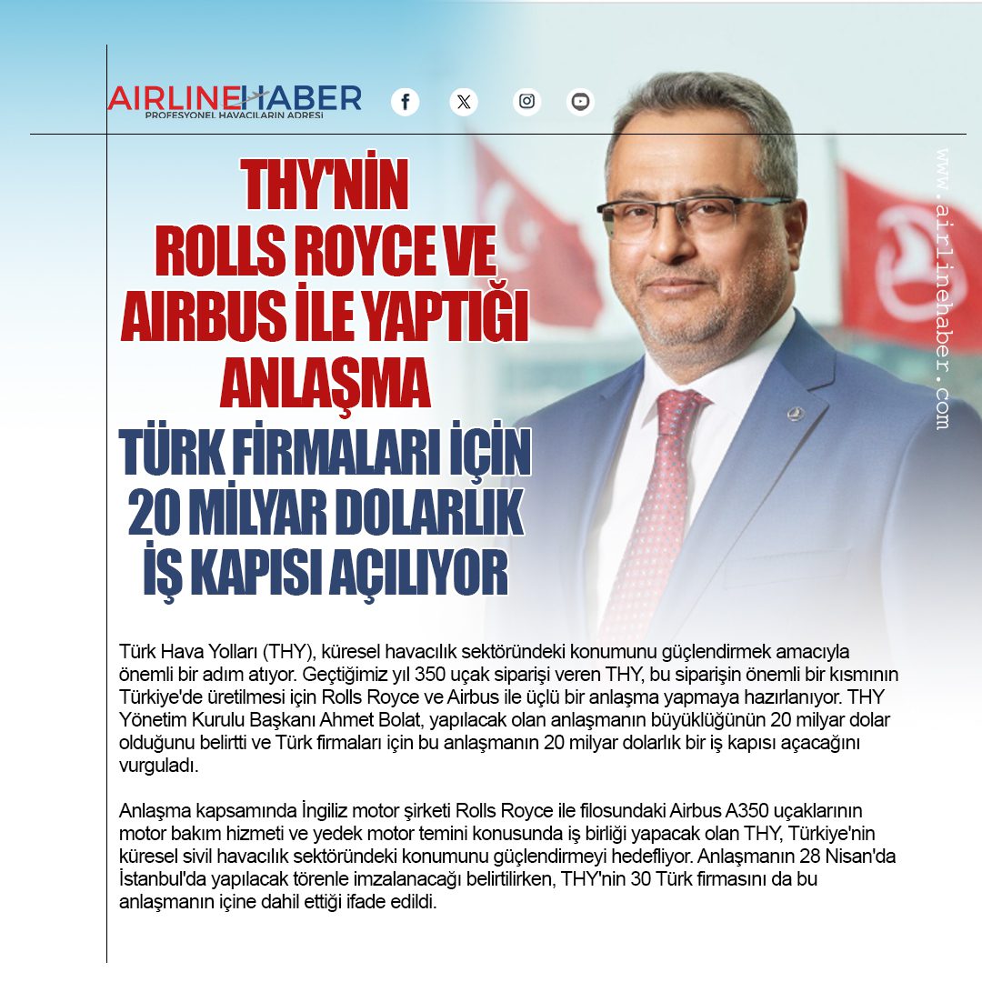 THY'nin Rolls Royce ve Airbus İle Yaptığı Anlaşma. Türk Firmaları İçin 20 Milyar Dolarlık İş Kapısı Açılıyor