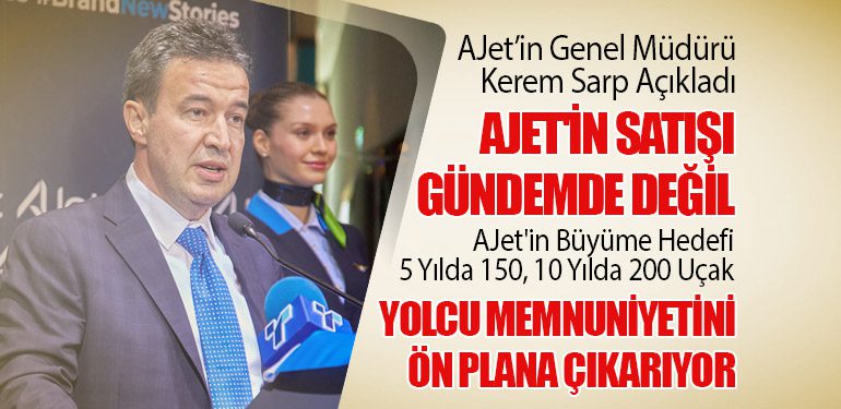 AJet’in Genel Müdürü Kerem Sarp Açıkladı: AJet'in Satışı Gündemde Değil. 5 Yılda 150, 10 Yılda 200 Uçak. Yolcu Memnuniyetini Ön Plana Çıkarıyor