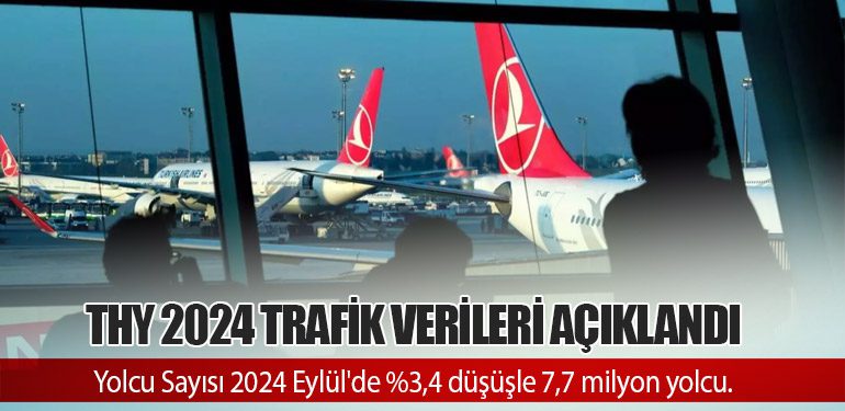 Türk Hava Yolları 2024 Trafik Verileri Açıklandı : Yolcu Sayısı 2024 Eylül'de %3,4 düşüşle 7,7 milyon yolcu.