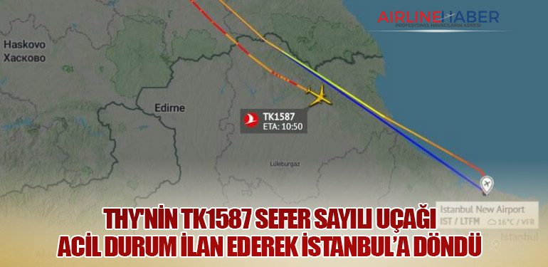 THY'nin TK1587 Sefer Sayılı Uçağı Acil Durum İlan Ederek İstanbul’a Döndü