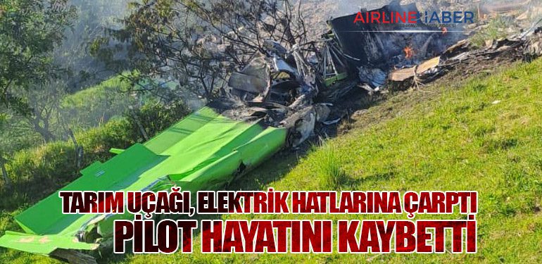 Tarım Uçağı, Elektrik Hatlarına Çarptı: Pilot Hayatını Kaybetti