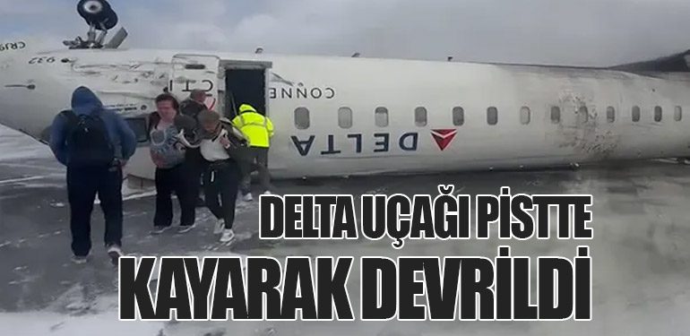 Delta Uçağı Pistte Kayarak Devrildi