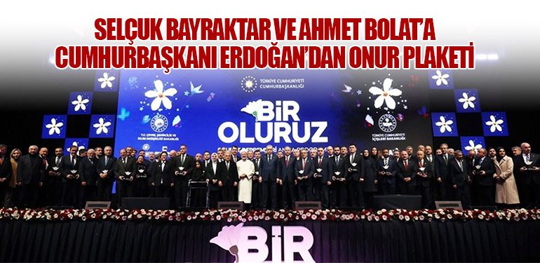 Selçuk Bayraktar ve Ahmet Bolat’a Cumhurbaşkanı Erdoğan’dan Onur Plaketi